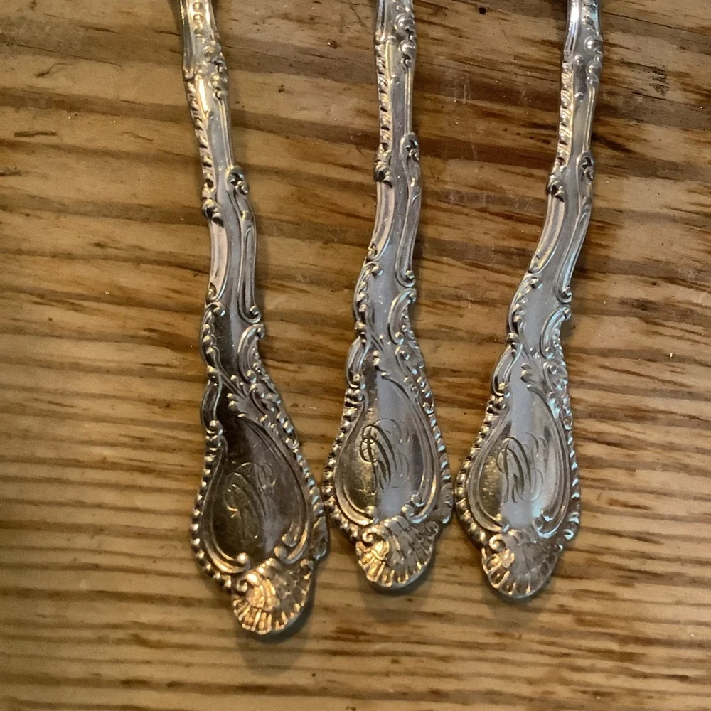 Antique Vintage Set of 3 Silver Plate Teaspoons